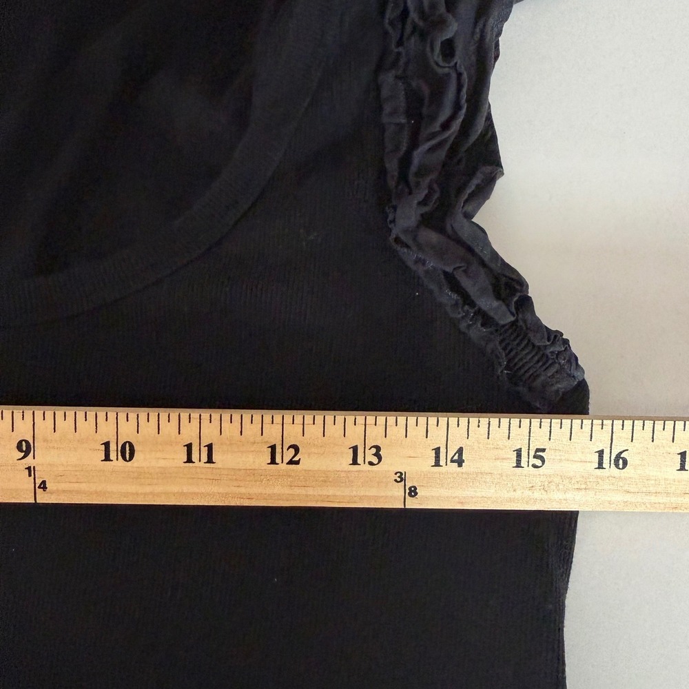 HATCH Black Ribbed Ruffle Sleeve Maternity Midi Dress Large Cotton Blend RN17730 - Picture 7 of 9